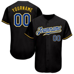 Maillot de baseball personnalisé noir authentique Royal-Gold