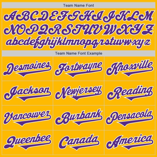 Maglia da baseball autentica Tone Two Viola-Bianco personalizzata Oro