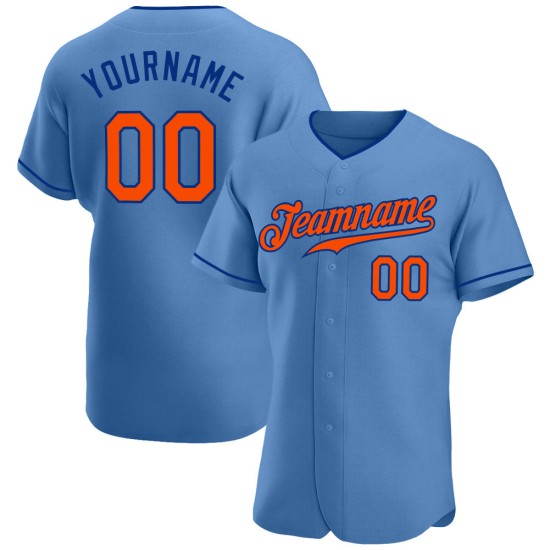 Maglia da baseball autentica personalizzata blu arancione-royal light