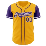 Maglia da baseball autentica Tone Two Viola-Bianco personalizzata Oro