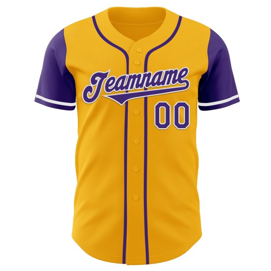 Maglia da baseball autentica Tone Two Viola-Bianco personalizzata Oro