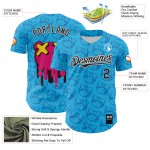 Maglia da baseball Revzzz Sky Bear personalizzata, nera e bianca, 3D Blue Drip, autentica