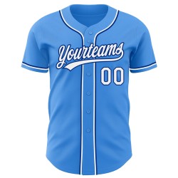 Maillot de baseball blanc-royal personnalisé authentique bleu électrique Maillot de baseball blanc-royal personnalisé authentique bleu électrique