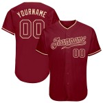 Maglia da baseball autentica Crimson personalizzata Crimson-Crema