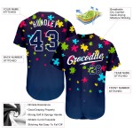 Maillot de baseball personnalisé avec puzzle autisme, pièces bleu marine et blanches 3D, authentique, sensibilisation
