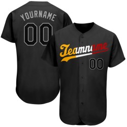 Maglia da baseball personalizzata autentica nera e oro Split Fashion