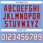 Maglia da baseball azzurra autentica personalizzata a righe bianche e rosse