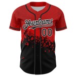 Maglia da baseball personalizzata Rave Design Splatter nera, bianca e rossa con motivo 3D autentico