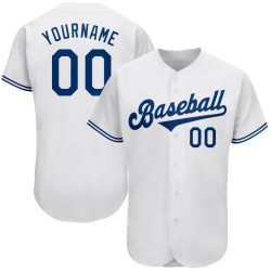 Maillot de baseball blanc authentique personnalisé Royal