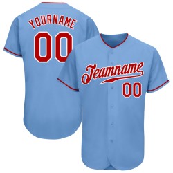 Maillot de baseball bleu authentique rouge-blanc personnalisé léger