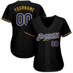 Maillot de baseball personnalisé noir authentique Royal-Gold Maillot de baseball personnalisé noir authentique Royal-Gold