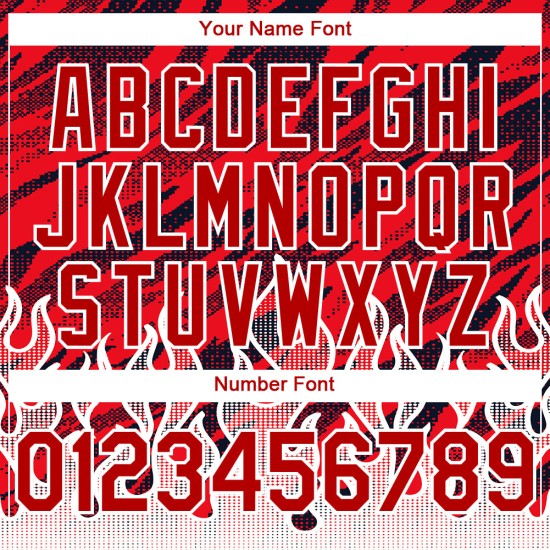 Maglia da baseball rosso fiamma nera e bianca, modello personalizzato, design 3D autentico