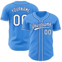 Maillot de baseball blanc-royal personnalisé authentique bleu électrique