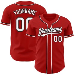Maillot de baseball personnalisé rouge, blanc et noir, authentique