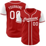 Maglia da baseball personalizzata autentica rossa due toni bianchi