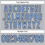 Maillot de baseball gris authentique à rayures bleues et noires claires