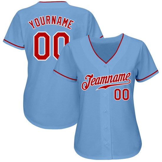 Maillot de baseball bleu authentique rouge-blanc personnalisé léger