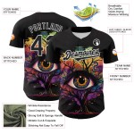 Maglia con motivo a maglia nera autentica personalizzata 3D bianca con albero rave baseball eye