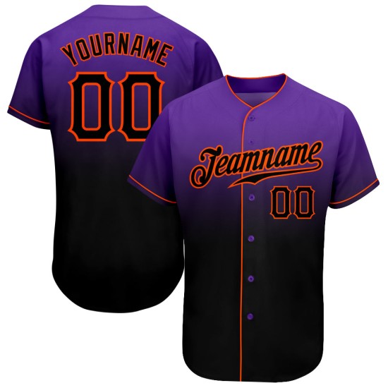 Maillot de baseball tendance délavé noir-orange personnalisé violet authentique