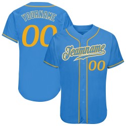 Maillot de baseball authentique Custom Powder Or-Blanc-Bleu