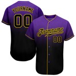 Maillot de baseball tendance violet délavé, personnalisé, noir et or, authentique