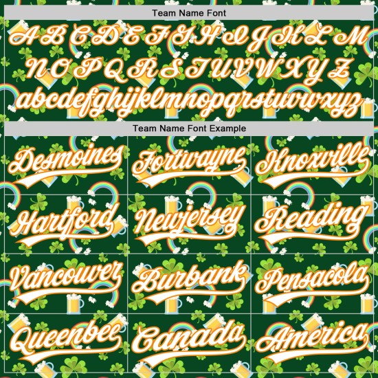 Maglia da baseball autentica 3D Green Shamrock St. Patrick's White-Bay personalizzata Orange Beer