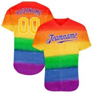 Le mois de la fierté et du baseball est un maillot LGBT authentique pour Rainbow Custom